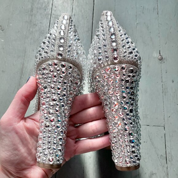 Michael Kors Fallon Mary Jane Glitter Rhinestone Stud Platform Pumps Heels Bride - Picture 6 of 7